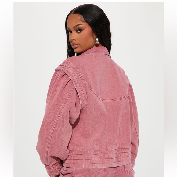 Pink Denim Jean Moto Jacket - Picture 3 of 6